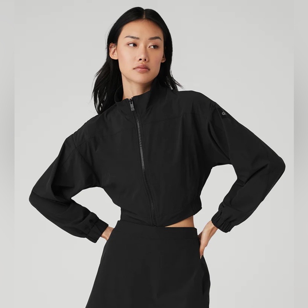 NWT Alo Clubhouse Jacket Full Zip Cropped Lightweight breathable Running Jacket